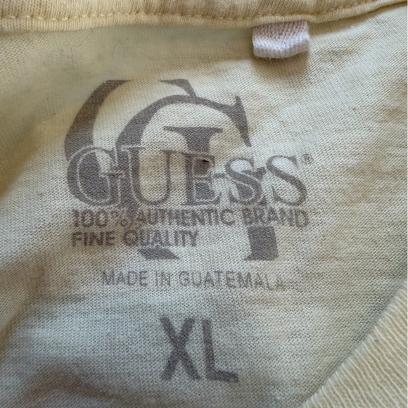 Guess Men's Light Yellow Graphic Tee - Picture 2 of 5
